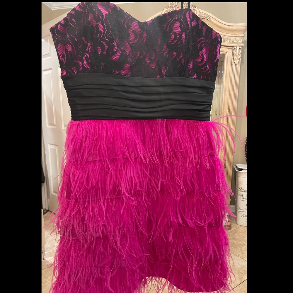 Hot pink feather dress